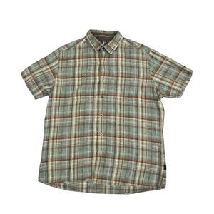 Kuhl Skorpio Shirt Men’s L Plaid Linen Blend Short Sleeve Button Down 7218